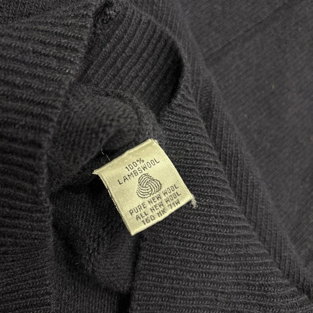 VTG YSL Yves Saint Laurent 80s LambsWool Sweater M Navy Cricket Knit Pullover
